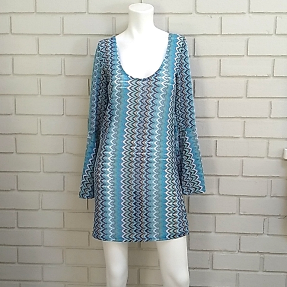 Alexa & Stella Multicolor Bell Sleeve Dress. Size Large NWOT